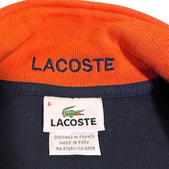 Lacoste Men’s 1/4 Zip Pullover – Navy Blue & Orange Size 6 (XL) Preppy Golfwear - Picture 4 of 12